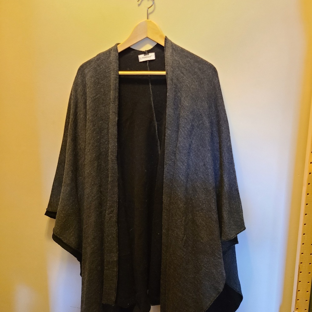 Topman Charcoal/Black Double Cape